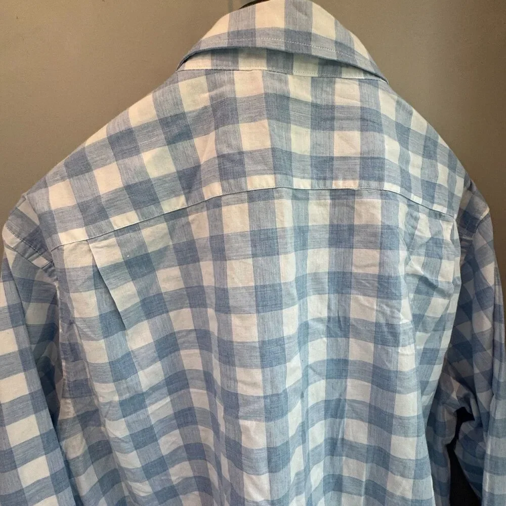 J Crew Shirt Men's XL Slim Fit Blue White Heathered Cotton Button Down